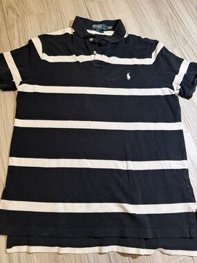 Ralph Lauren Blue & White Horizontal Stripe Polo